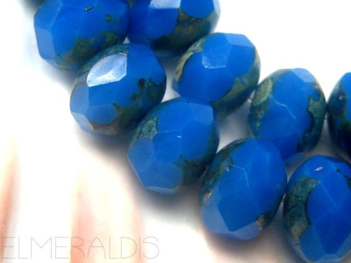 4x Rondelle Cornflower Blue blau Glasperlen 6x8mm