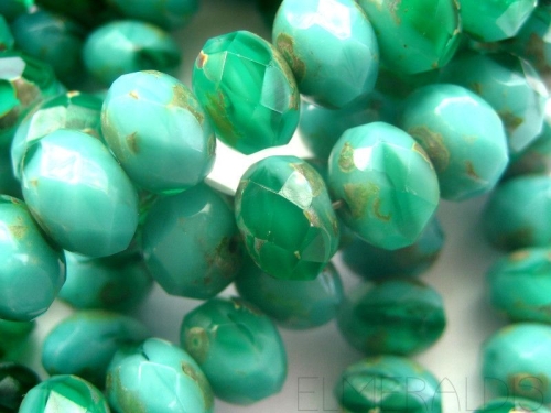 4x Rondelle Turquoise Emerald Mix Glasperlen 6x8mm