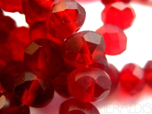 4x Rondelle Ruby Red Matte Mix Glasperlen 6x8mm