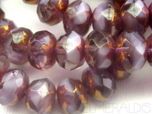 4x Rondelle Lavender Mix violett Glasperlen 6x8mm