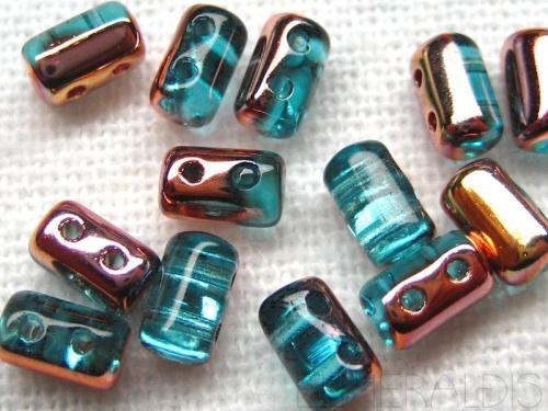 3 x 5mm 10g Rulla Beads, Aquamarine Capri Gold