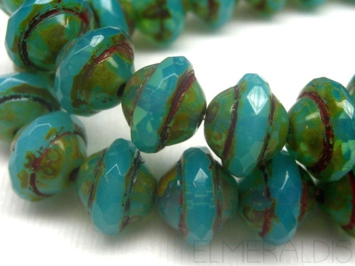 Saturn Beads Aqua Opal Picasso blau Glasperlen 4x