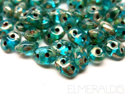 10g Super Duos Aquamarine Picasso