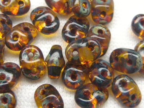 10g Super Duos Jonquille Picasso Amber gelb