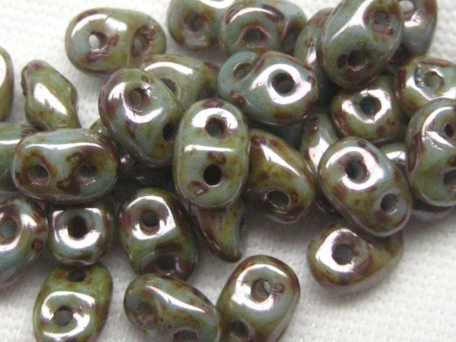 SuperDuos Luster Green Opaque White 10g