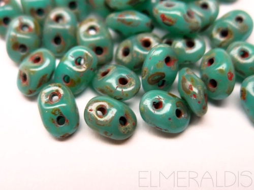 10g Super Duos Blue Turquoise Picasso