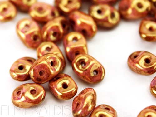 Super Duos Luster Marbled Rose Gold Topaz