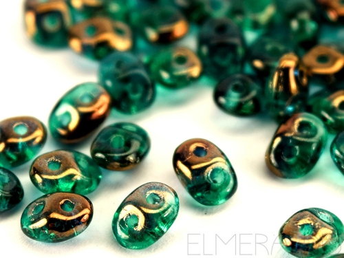 10g Super Duos Emerald Semi Bronze Luster grün