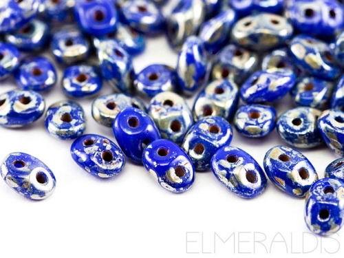 SuperDuos Opaque Blue Picasso Silver dunkelblau 10g