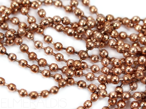 2mm Kugelkette Edelstahl Meterware Farbe Rosegold 50cm