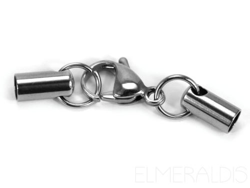 1mm Endkappen mit Karabiner Edelstahl Schmuckverschluss Set silberfarben