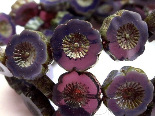 Flowers Blumen Dark Purple Picasso Glasperlen 2x