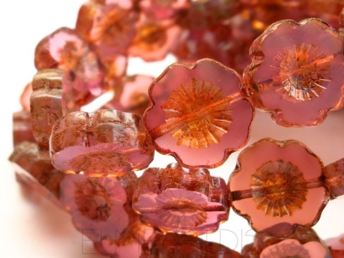 2x Flower Rose Opal Picasso Glasperlen