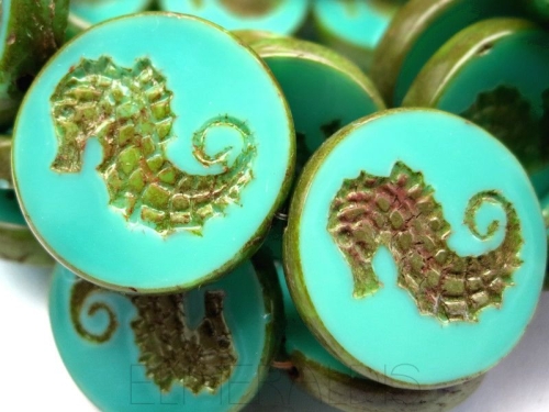 1x Seahorse Turquoise Green Picasso