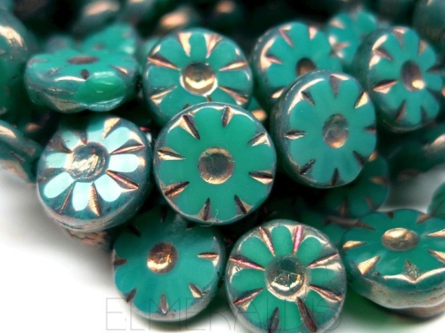 2x Daisy Flower Petrol Turquoise Bronze Picasso