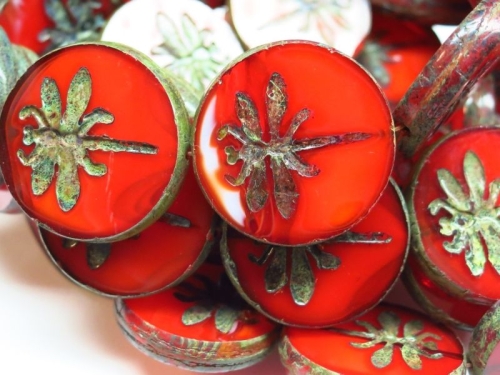 1x Dragonfly Red Opal Picasso Glasperlen