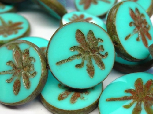 1x Dragonfly Turquoise Picasso Glasperlen