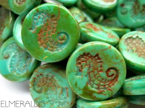 1x Seahorse Turquoise Green Shine Picasso