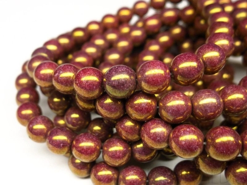 5 Glasperlen Violet Bronze Luster 8mm rund