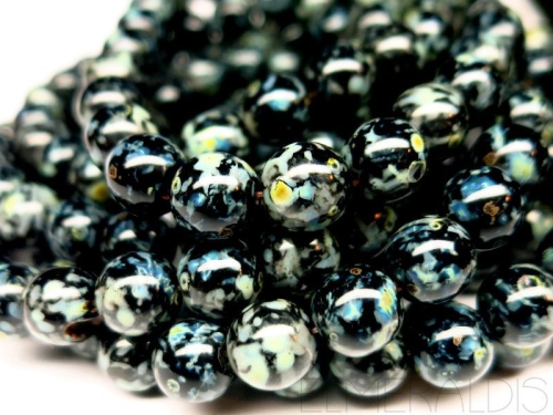8mm Glasperlen Black Picasso Luster schwarz 5x