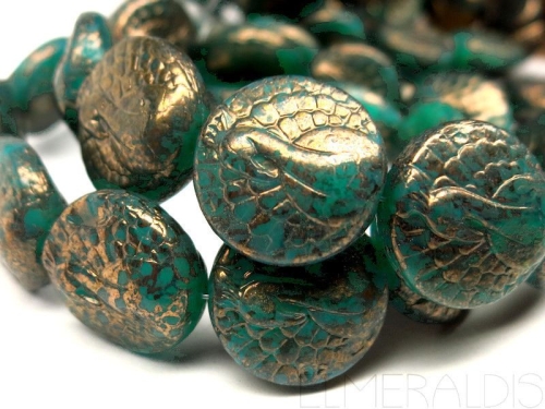 1x Peacock Turquoise Bronze Luster