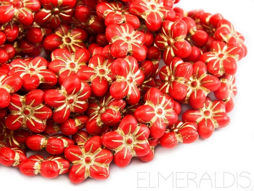 15mm Blumen Flowers Red Bronze Picasso hellrot 4x