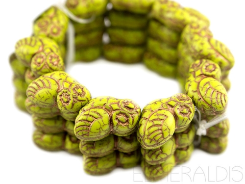 Eulen Owl Beads Apple Green Picasso hellgrün 2x