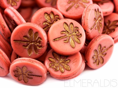 23mm Dragonfly Beads Coral Matte Picasso altrosa 1x