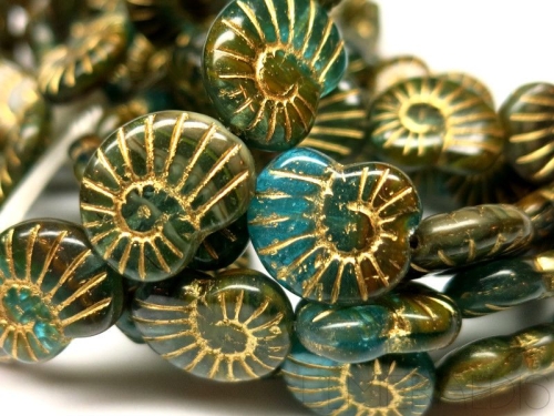 2x Snails Aqua Green Gold Picasso Schnecken