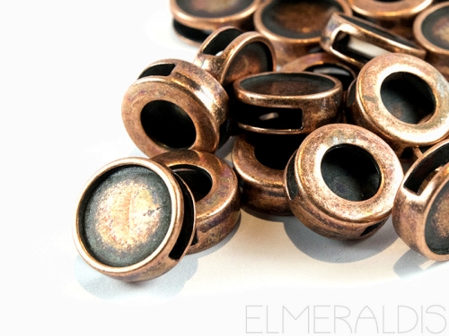 2 Slider Schiebeperlen Copper Cabochons 12mm