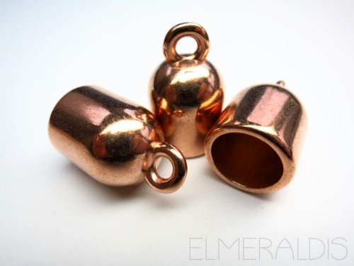 2 Endkappen rund rose goldfarben innen 8mm