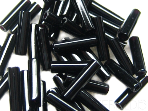 15mm Stiftperlen PRECIOSA Black Opaque Jet schwarz 10g