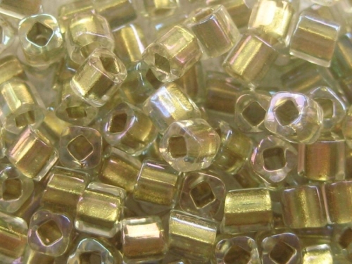 1,5mm 10g TOHO Würfel Crystal Gold Line