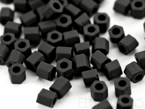 8/0 Hexagon TOHO Frosted Jet Opaque Black Matte schwarz 10g