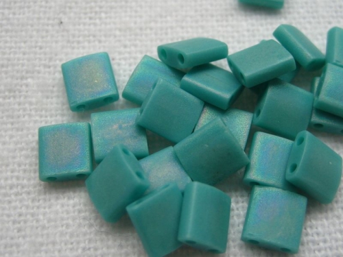 5g Miyuki Tila Beads Matte Opaque Turquoise AB