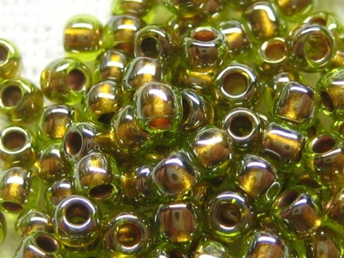 3/0 Rocailles TOHO Gold Lined Peridot 10g