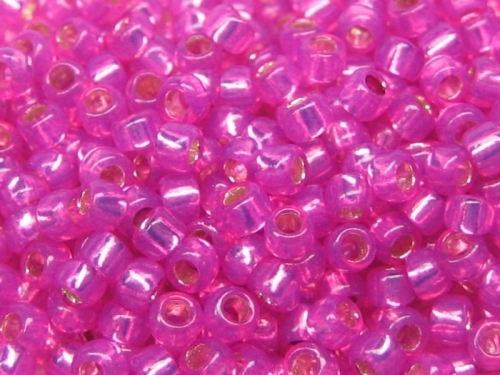 6/0 10g TOHO Rocailles Silver Milky Hot Pink