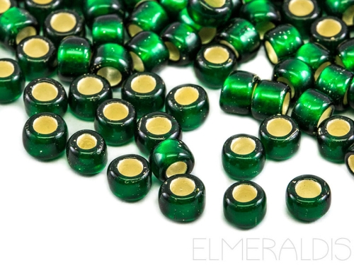 6/0 Rocailles TOHO Silver Lined Frosted Green Emerald dunkelgrün 10g