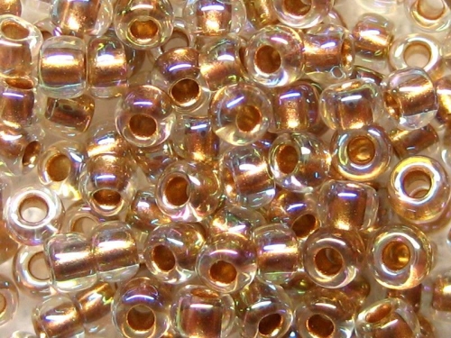 6/0 10g TOHO Rocailles Gold Line Rainbow Crystal