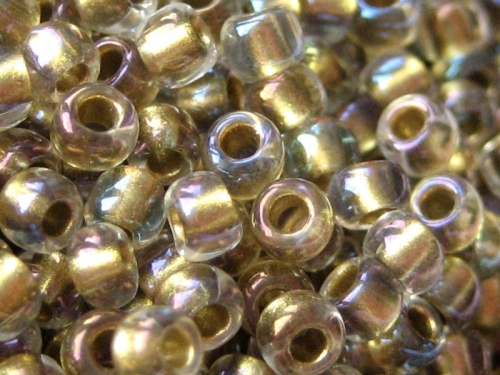 8/0 10g TOHO Rocailles Inside Crystal Gold Lined