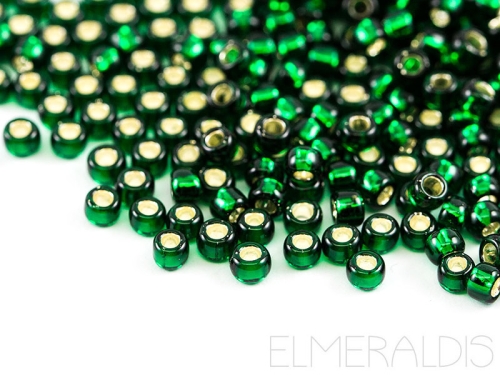 8/0 Rocailles TOHO Silver Lined Green Emerald dunkelgrün 10g