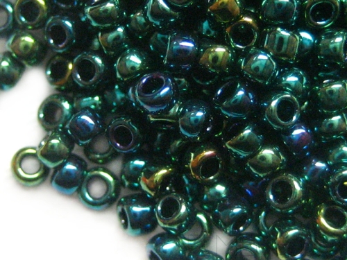 8/0 Rocailles TOHO Higher Metallic June Bug dunkelgrün 10g