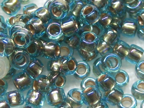 8/0 10g TOHO Rocailles Gold Lined RB Aqua