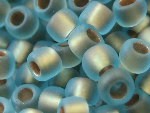 11/0 10g TOHO Rocailles Frosted Gold Lined Aqua