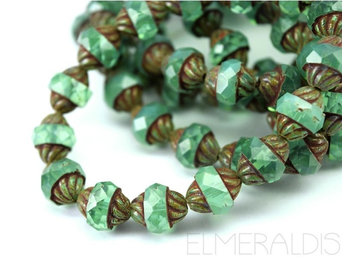 Turbine Beads Turquoise Green Opal Picasso 2x
