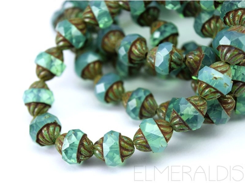 Turbine Beads Aqua Opal Picasso blau Glasperlen 2x