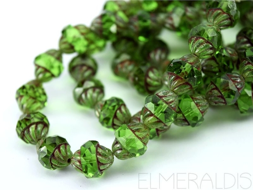 Turbine Beads Peridot Green Picasso Glasperlen 2x