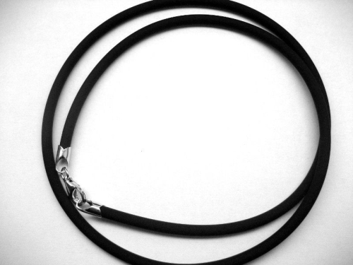 42 cm Kautschukkette 2 mm 925 Silber Karabiner