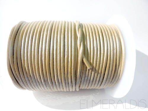 1 mm Lederband Metallic Pastel Cream creme hellbeige 1m