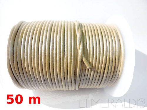 1 mm Lederband Metallic Pastel Cream creme 50m